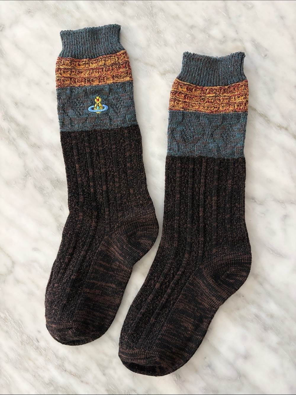 NWOT Vivienne Westwood Cotton Color-Block Logo Socks - Picture 7 of 7